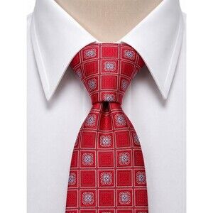 Cremieux Handmade in the USA Silk Tie Red Repeating Square Motifs